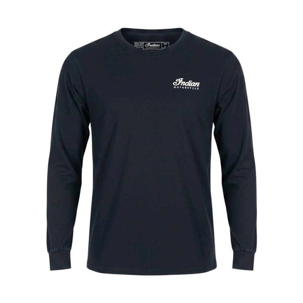 Indian Motorcycle T-Shirt Mens L Long Sleeve Black Organic Cotton USA Made